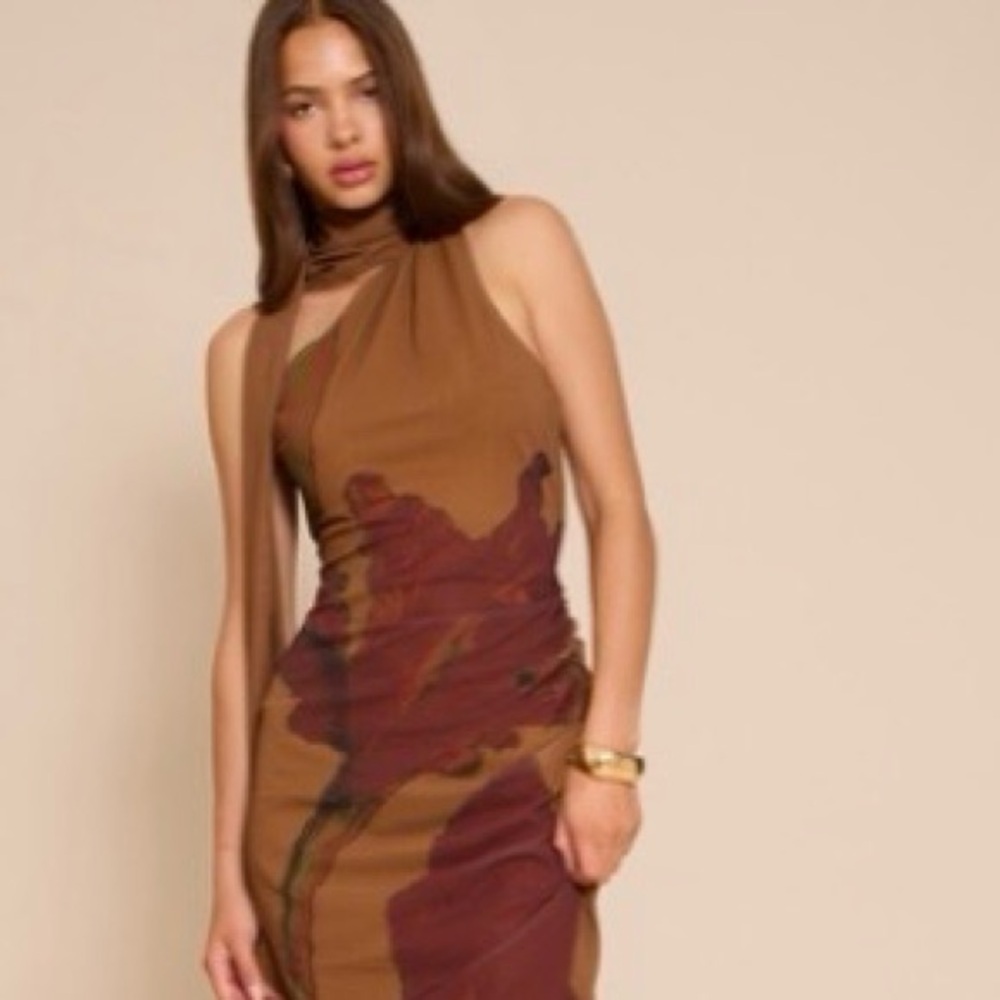 PrettyLittleThing Brown and Red Dress